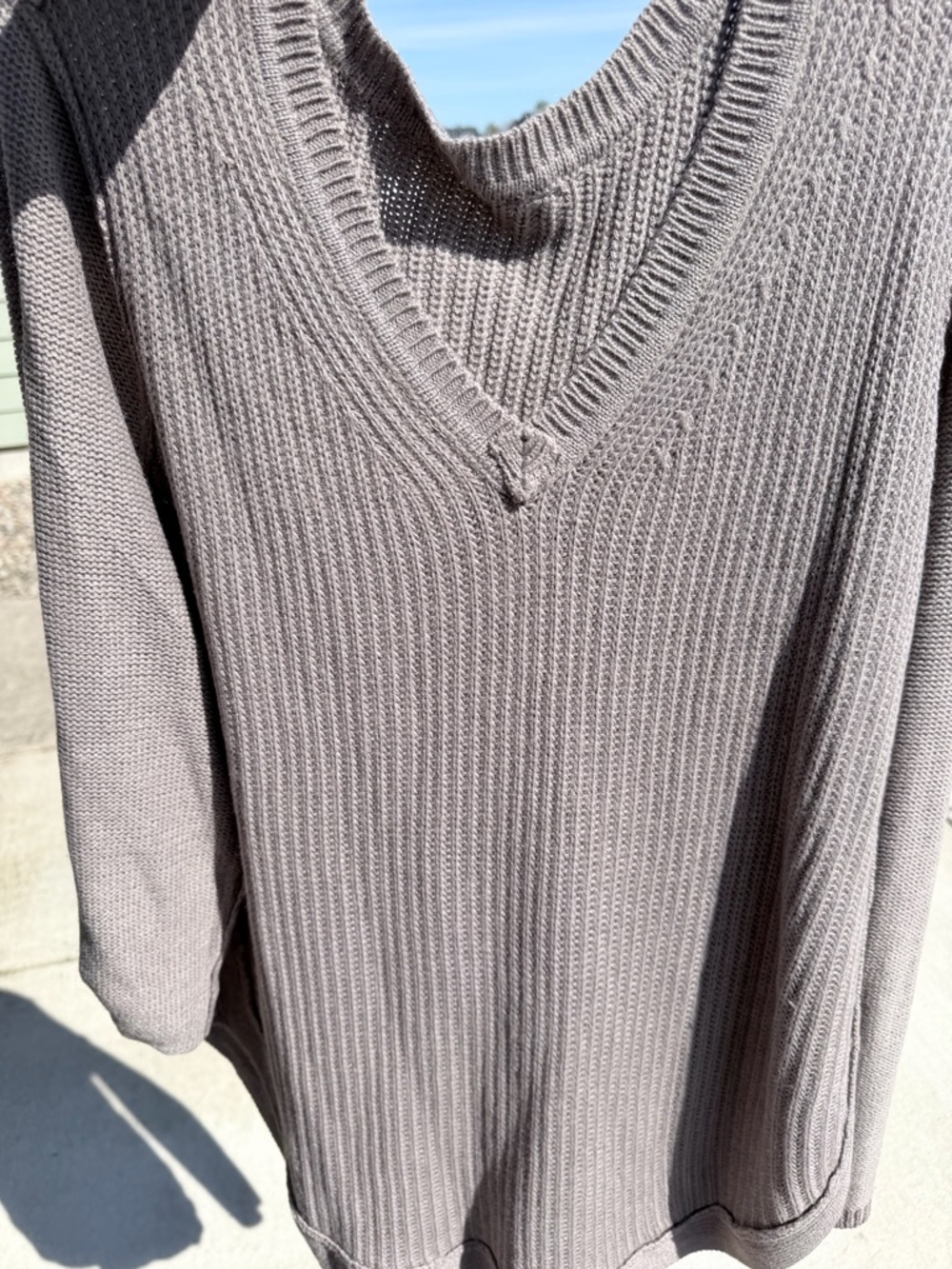 RD Style Men's V-Neck Ribbed Sweater - Taupe